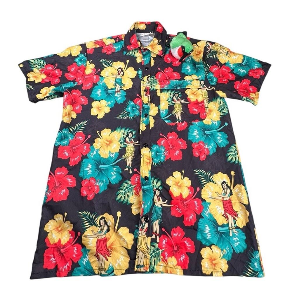 Ace Ventura Hawaiian Shirt M Floral Hula Pet Detective Jim Carrey Costume